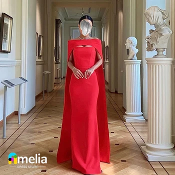 Красное платье для выпускного вечера Amelia без бретелек с рукавами-шалью длиной до пола, Вечернее Летнее Элегантное вечернее платье для женщин 2023 г.