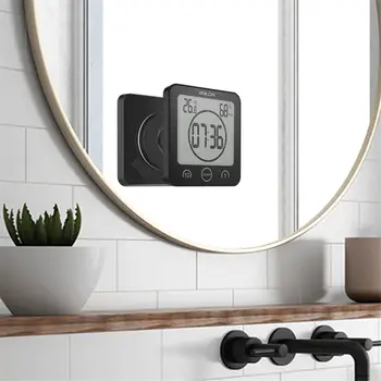 ЖК-цифровые Водонепроницаемые настенные часы на присоске для ванной комнаты, Будильники для душа, Измеритель температуры и влажности, Таймеры для кухни и умывальни.