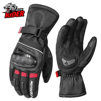 Новые зимние мотоциклетные перчатки Кожаные для мотокросса с сенсорным экраном Водонепроницаемые Ветрозащитные Теплые Защитные перчатки Мужские Guantes Moto Luvas