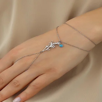 Персонализированный Модный женский браслет, подвеска с цветочным камнем, цепочка из нержавеющей стали для женщин, ювелирные изделия, хороший подарок на День рождения