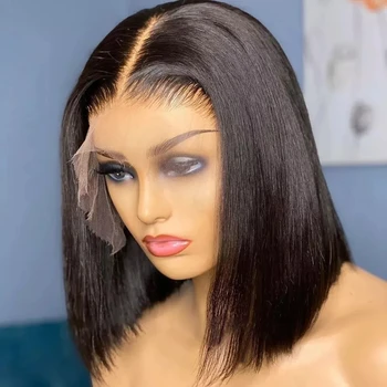Бесклеевые парики из человеческих волос Remy на шнурке спереди 13x4 Бразильский короткий Боб из человеческих волос на шнурке для женщин