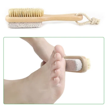 Деревянная ручка, пемза, щетка для ног, скруббер, средство для удаления отшелушивающей щетины, инструмент для чистки кожи, щетка для массажа и педикюра
