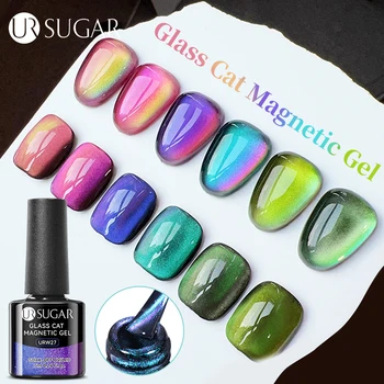 UR SUGAR 7 мл Разноцветный Блестящий Магнитный Гель-Лак Для ногтей Cat, Двухцветный Полупостоянный Впитывающийся УФ-Светодиодный Сверкающий Лак Для Ногтей