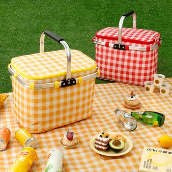Корзина для пикника, сумка для хранения покупок, Походная бакалея с внутренними карманами, герметичные водонепроницаемые складные сумки для хранения для пикника