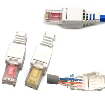 Установка нескольких разъемов RJ45 CAT6 Без инструментов Ethernet-кабель Без Обжима CAT6 Неэкранированный Штекерный Провод С Кристаллической Головкой