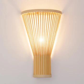 Новый китайский креативный бамбуковый настенный светильник, бамбуковый светильник для прохода, простая спальня в саду, прикроватная лампа, антикварная лампа для гостевого дома