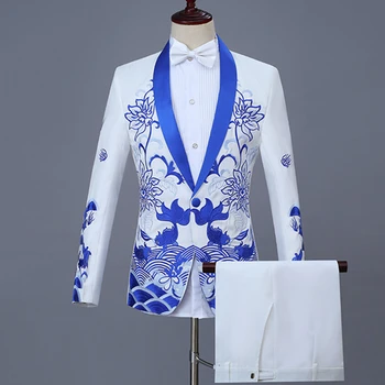 Комплект костюмов из 2 предметов, Блейзеры, куртка, брюки / 2023 Модный Новый мужской повседневный бутик, пальто с персонализированным принтом, брюки