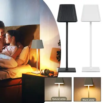 Современная беспроводная настольная лампа, Usb Перезаряжаемая светодиодная настольная лампа, ночник, прикроватная лампа с плавным затемнением для декора спальни R0z1