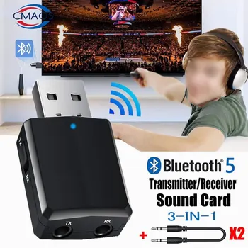 Беспроводной аудиопередатчик Приемник Адаптер 3 В 1 с кабелем 3,5 мм для автомобильного телевизора Гарнитура Динамик Aux Bluetooth Совместимость 5.0