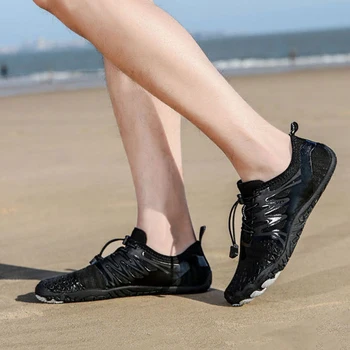 Пляжная водная обувь унисекс, мягкая резиновая водная обувь для босиком, нескользящая, быстросохнущая, эластичный шнурок, удобная для подводного плавания на открытом воздухе.