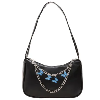 Новая роскошная дизайнерская женская сумка 2023 года, трендовая сумка подмышками, яркого цвета, с бабочкой на цепочке, женская сумка через плечо, женская покупательница
