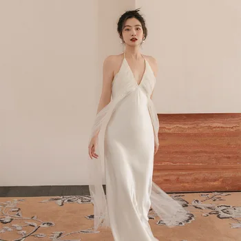 Простое свадебное платье French 2023 новое вечернее платье женские вечерние платья белое платье женское платье