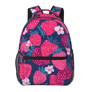 Женский рюкзак, розовая клубника и цветы, модная сумка для женщин, мужская школьная сумка, сумка для книг Mochila