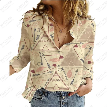 Осенняя солнцезащитная рубашка Рубашка с длинным рукавом 3D печать Простая ретро Harajuku Свободная Расслабленная Удобная рубашка на пуговицах Лето