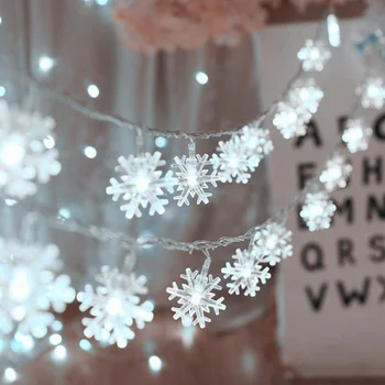 Светодиодные гирлянды в виде снежинок, Рождественская сказочная гирлянда, батарея / USB, уличная садовая гирлянда, новогоднее украшение для гостиной в помещении