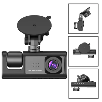Автомобильный видеорегистратор Dash Cam Видеорегистратор G-сенсор 1080P 3-объективная передняя/задняя/внутренняя камера