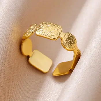 Кольца из нержавеющей стали для женщин, мужчин, Золотого цвета, Широко Открытое кольцо, женские мужские украшения для вечеринок, тренд 2023 года, Бесплатная Доставка