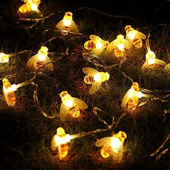 Светодиодные струнные фонари с питанием от батареи, струнные фонари Honeybee Fairy для вечеринок в помещении, украшения свадебных садов