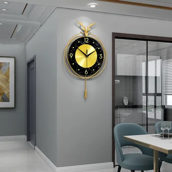 Роскошные настенные часы в скандинавском стиле, украшение в виде головы оленя, часы для гостиной, креативные модные простые часы, домашние настенные часы с отключением звука