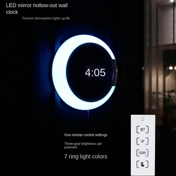 1 комплект светодиодных цифровых настенных часов с цифровым дисплеем температуры 7 цветов 3D Украшение спальни гостиной Белый