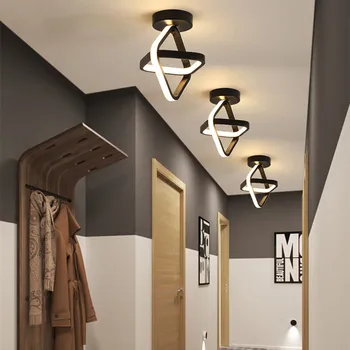 Дистанционные светодиодные потолочные светильники для гостиной, спальни, потолочные люстры для прохода, внутреннее освещение, черно-белая рамка, коридорные светильники