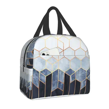Bolsas de almuerzo geométricas abstractas para hombres y mujeres, fiambrera térmica con aislamiento para niños, bolsa de almacen