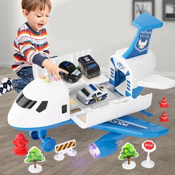 Большая инерционная игрушка-самолет для детей, транспортное средство для хранения, модель автомобиля из сплава с музыкой и светом, подарок для детского авиалайнера