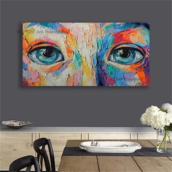Абстрактная картина маслом с ручной росписью Modern Eyes Soul, Красочная Роспись глаз на холсте для декора стен