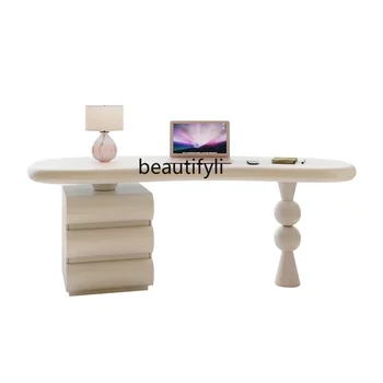 Простой Современный Изогнутый Компьютерный стол из массива Дерева, Дизайнерский Домашний Офис, Одиночный стол