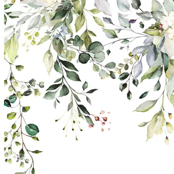 Подвесные наклейки с зелеными листьями, акварельные растения, наклейки на стены, искусство домашнего декора для магазина, наклейка для декора туалета