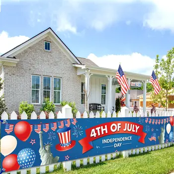 С Праздником 4 июля Патриотический баннер День Независимости США Американский флаг Вывеска на крыльце Мемориальные настенные баннеры Принадлежности для вечеринок