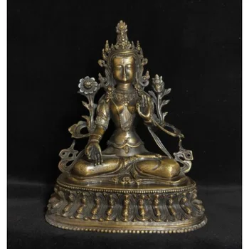 Античный бронзовый Будда, вырезанный из лотоса, держатель Бодхисаттвы, статуя Бога Тары в Старом храме