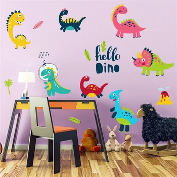 Детские наклейки на стену из ПВХ, комната динозавров, цветные наклейки с динозаврами, наклейка на стену мечты