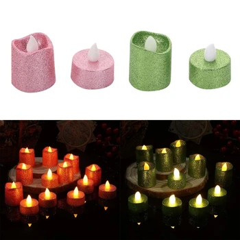 12шт беспламенных обетных свечей с мерцающими светодиодными чайными лампочками на батарейках