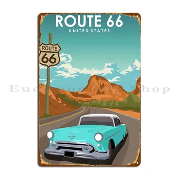 Туристический плакат Us Route 66 Дизайн металлических табличек Дизайн винтажных персонализированных жестяных вывесок