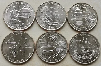США 2009 6 Государственных монет Территория Памятная монета Монеты Набор монет 25 Очков Заморская территория