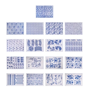 Фарфоровая переводная бумага Керамические переводные картинки сине-белые фарфоровые простые переводные картинки G5AB