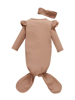 Модный однотонный комплект детского одеяла и повязки на голову, Стильный комплект из спального мешка с полной оберткой, повязка для волос