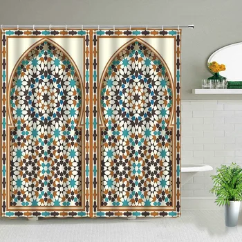 Занавеска для душа из водонепроницаемой ткани, арабская арка, Марокко, Антикварные двери, ширма для ванны с принтом, Старая деревянная дверь, занавески для ванной с крючком