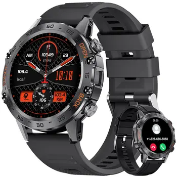 LEMFO Военные умные часы для мужчин с функцией Bluetooth, пульсометр, монитор уровня кислорода в крови и сна, водонепроницаемые спортивные часы 1.39 