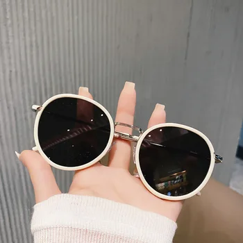 Винтажные солнцезащитные очки в круглой оправе Женские Солнцезащитные очки в металлической оправе в корейском стиле Ins Мужские Высококачественные Модные Очки в стиле панк Оттенков UV400
