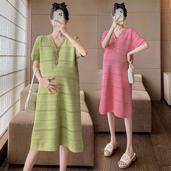 D50154 # Платье для беременных, Корейское свободное платье, женское стильное Летнее Трикотажное платье для беременных