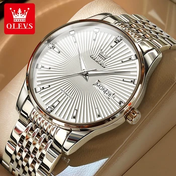 OLEVS Лидирующий бренд, роскошные мужские часы, механические автоматические деловые часы для мужчин, водонепроницаемые наручные часы с календарем 6653