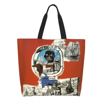 Многоразовая хозяйственная сумка Basquiats, женская холщовая сумка через плечо, портативные сумки для покупок с продуктами,