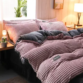 Утолщенные чехлы, однотонный комплект постельного белья, сохраняющий тепло, одеяло для кровати, мягкое постельное белье, покрывало в скандинавском стиле