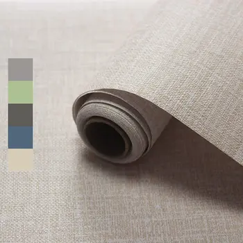Обои из травяной ткани, лен, самоклеящиеся обои, водонепроницаемая съемная контактная бумага для шкафов, столешниц.