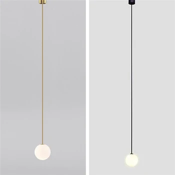 Современные подвесные светильники с прямым стержнем для гостиной, молочно-белый стеклянный шар, кухонные подвесные светильники, Дизайнерский ресторанный светильник в скандинавском стиле