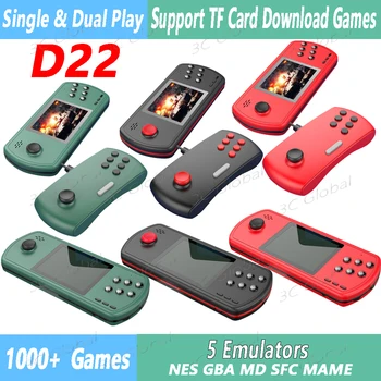 Игровая консоль D22 в стиле ретро, встроенная портативная консоль в стиле ретро на 1000 игр, 3,5-дюймовый экран, 5 эмуляторов, поддержка TF-карты для одиночной и двойной игры
