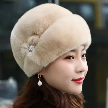 Зимняя шапка с русским цветочным декором, роскошная утепленная однотонная осенне-зимняя женская шапка среднего возраста для улицы