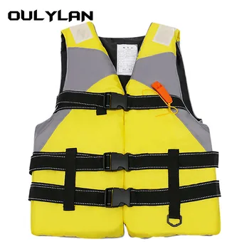Спасательный жилет Oulylan с регулируемой плавучестью, детский костюм для плавания на открытом воздухе, детский спасательный жилет из полиэстера со свистком